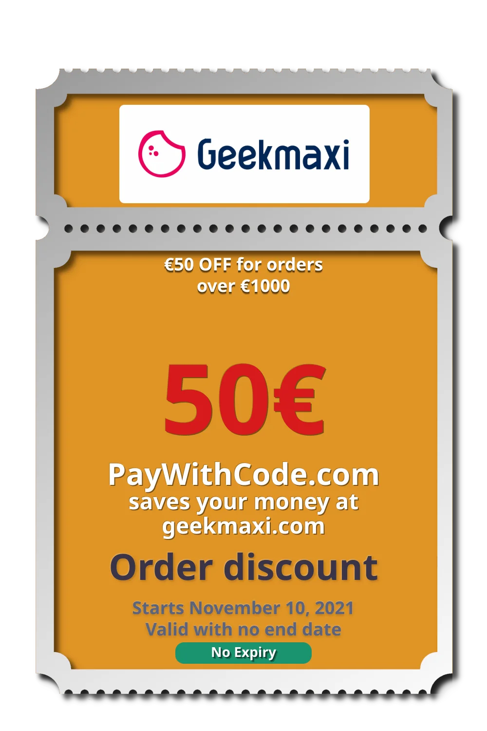 €50 OFF for orders over €1000 at Geekmaxi
