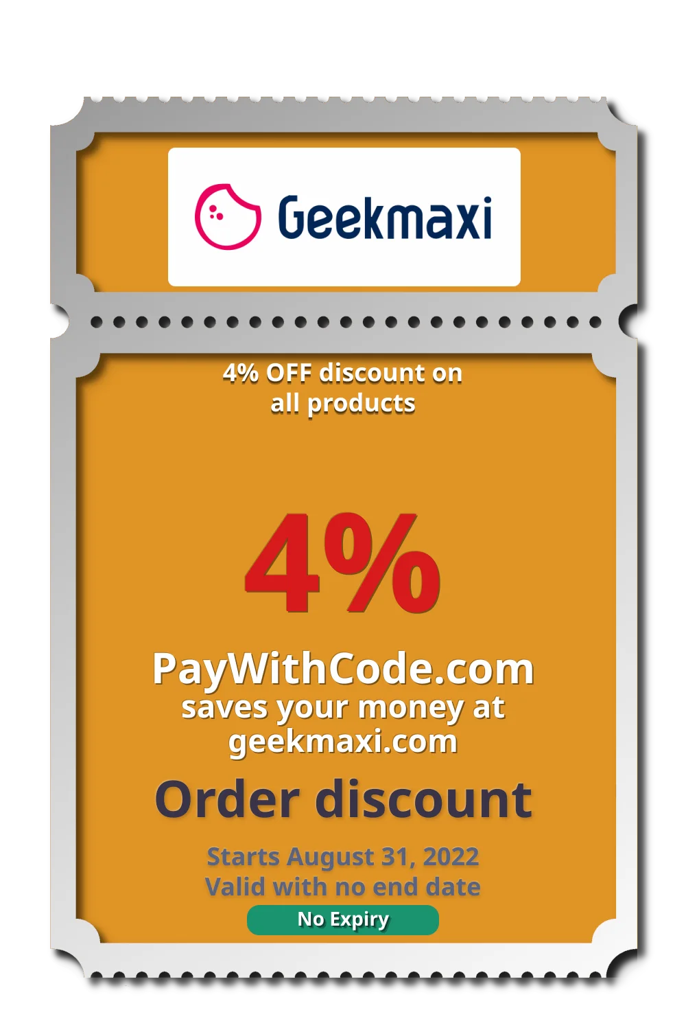4% OFF discount on all products at Geekmaxi