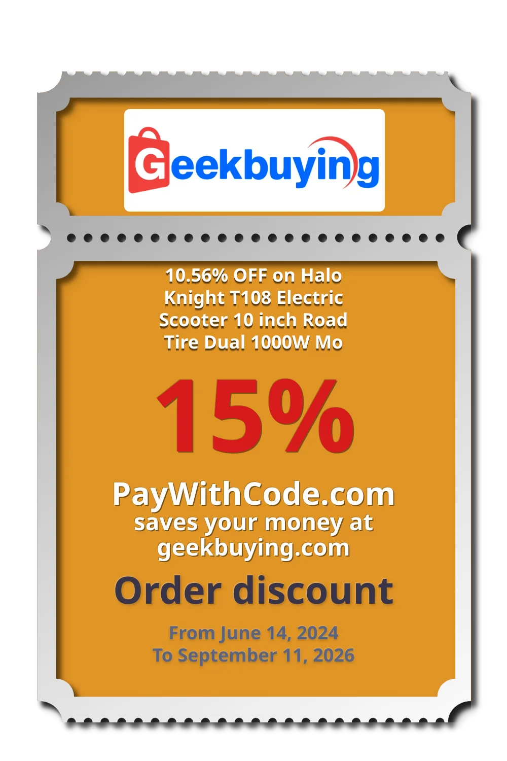 10.56% OFF on Halo Knight T108 Electric Scooter 10 inch Road Tire Dual 1000W Mo at Geekbuying