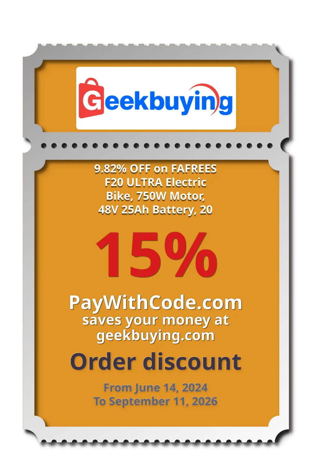 9.82% OFF on FAFREES F20 ULTRA Electric Bike, 750W Motor, 48V 25Ah Battery, 20 at Geekbuying