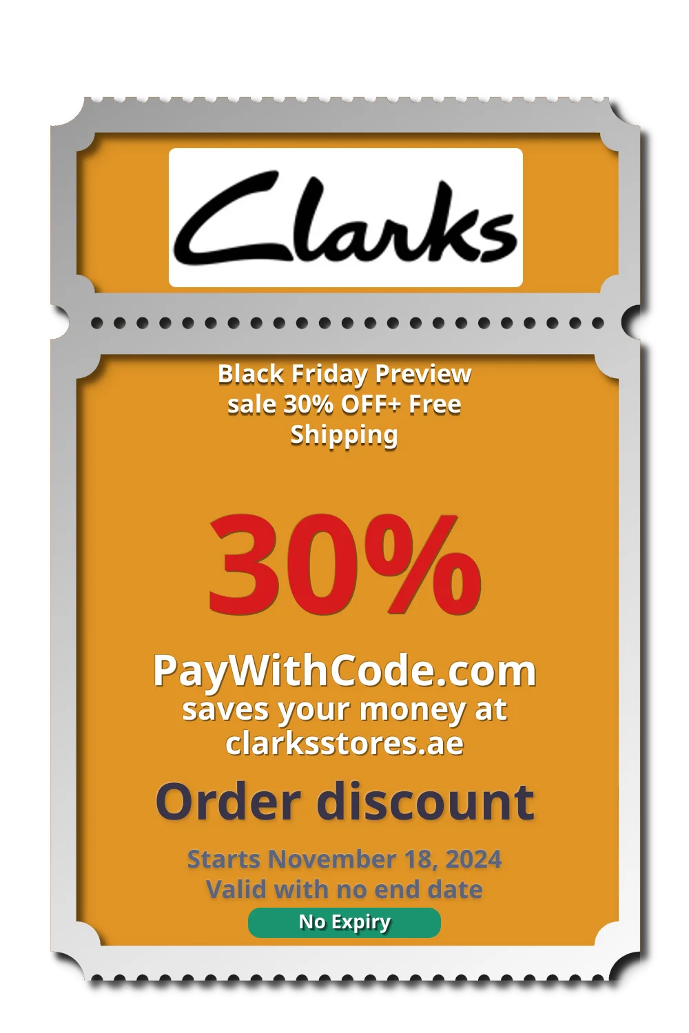 Black Friday Preview sale 30% OFF+ Free Shipping at Clarks Stores offline codes & links