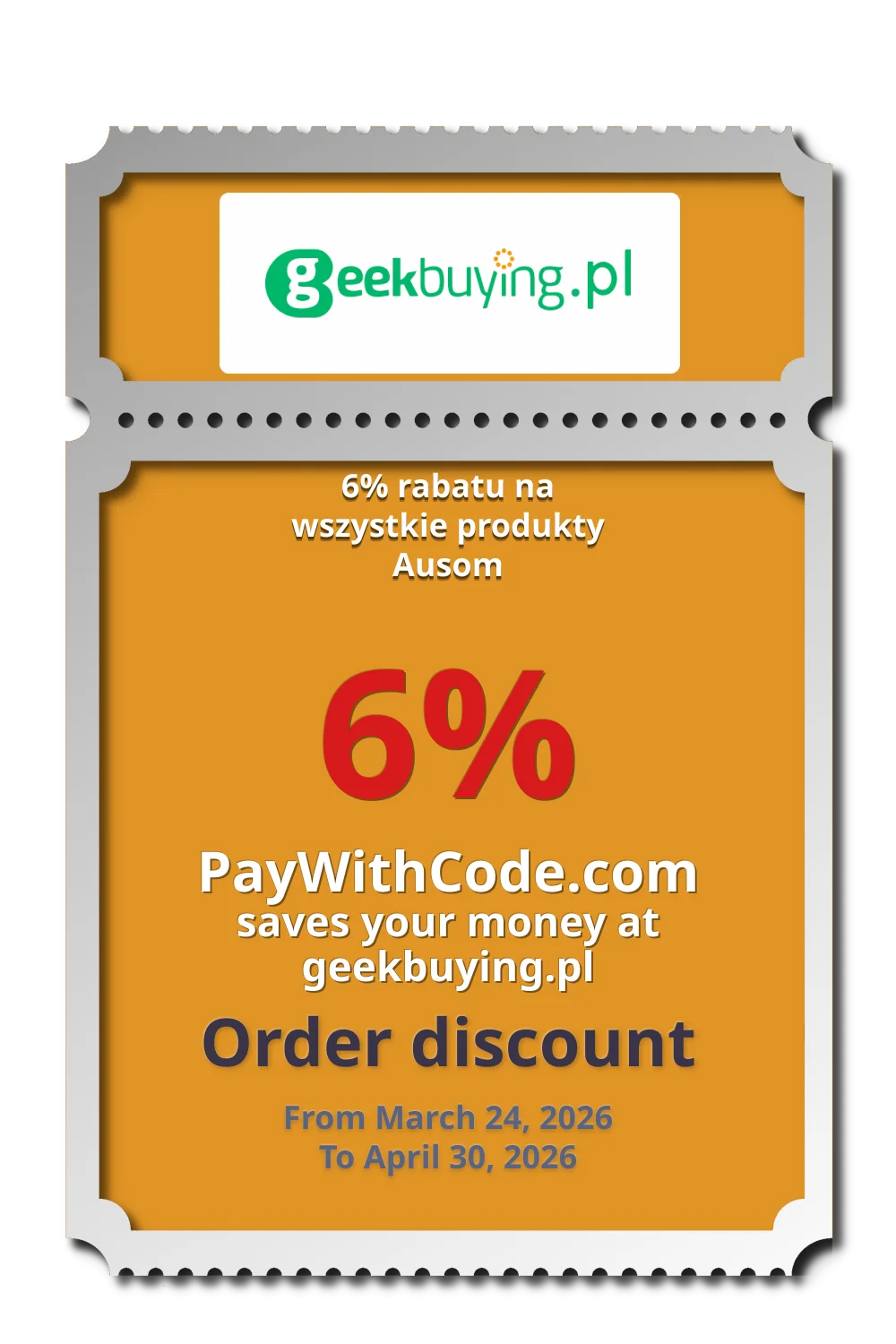 6% rabatu na wszystkie produkty Ausom at Geekbuying