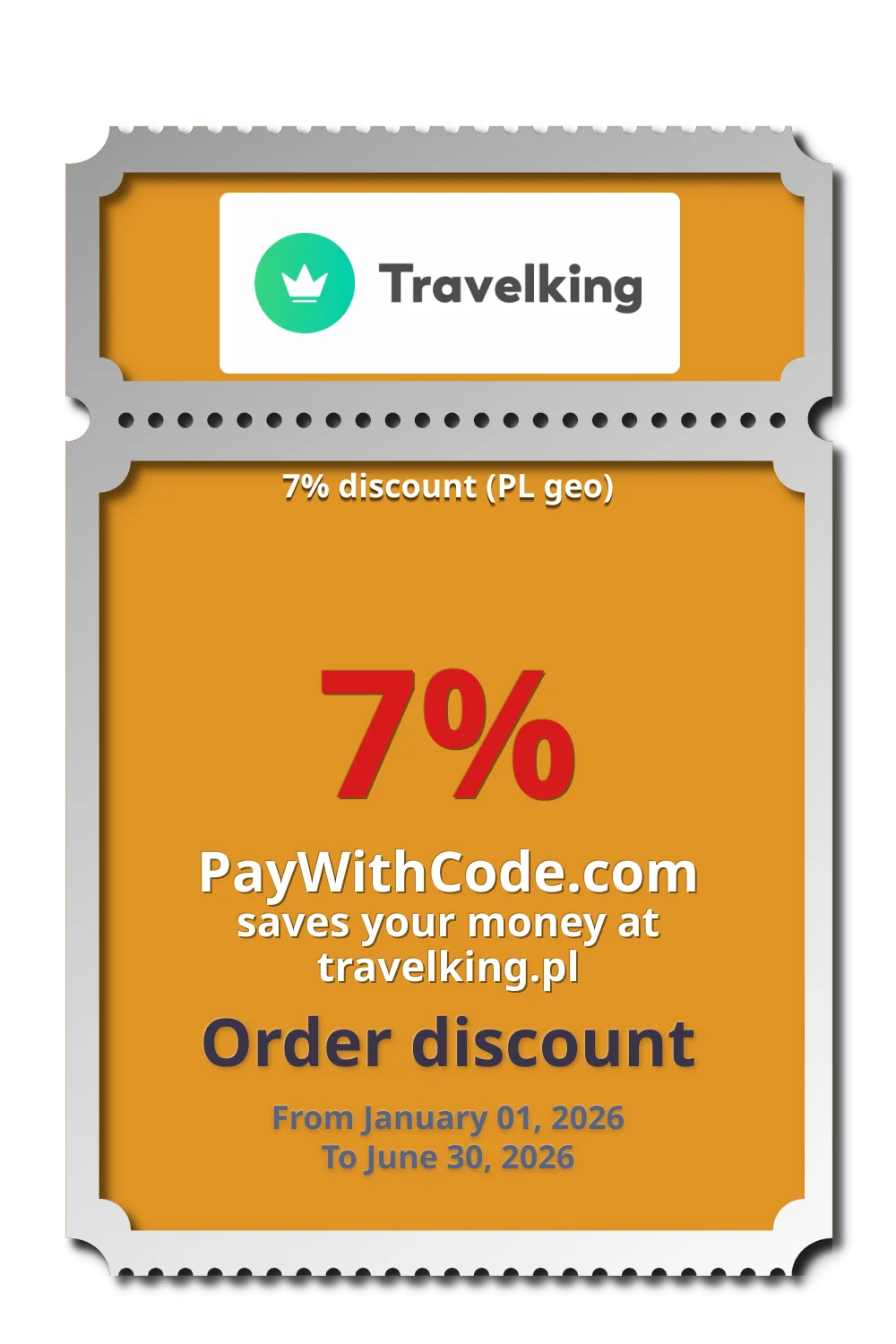 7% discount (PL geo) at Travelking
