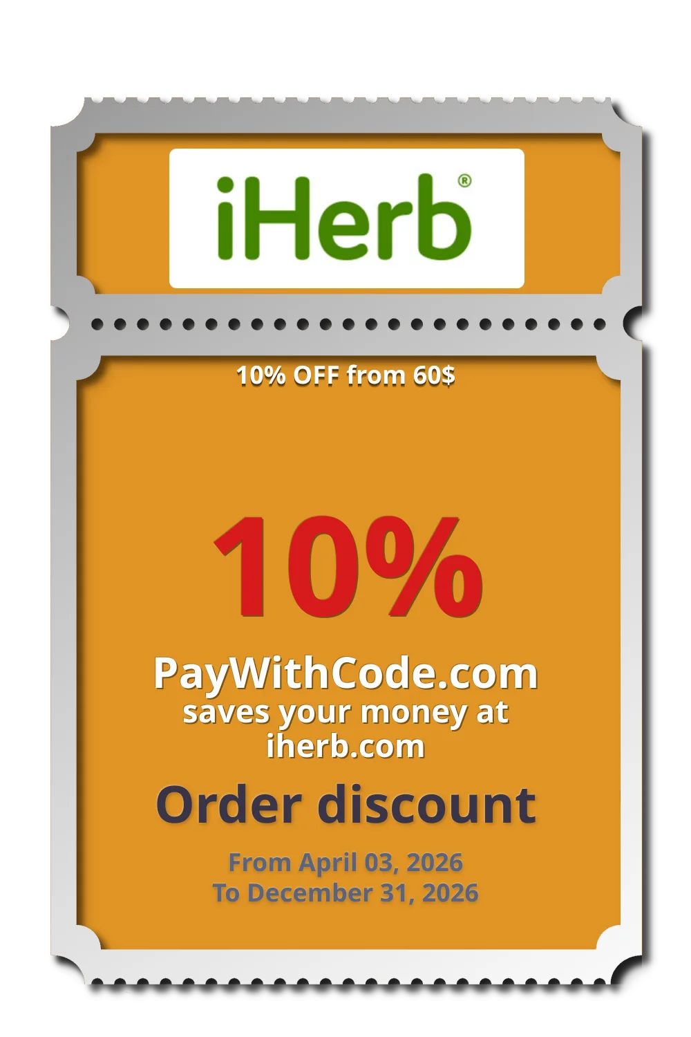 10% OFF from 60$ at iHerb