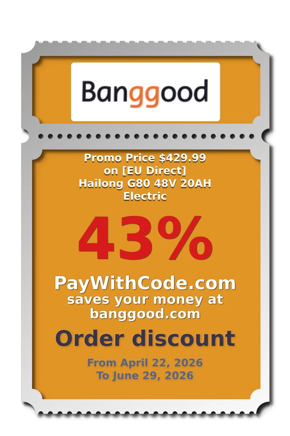 Promo Price $429.99 on [EU Direct] Hailong G80 48V 20AH Electric at Banggood