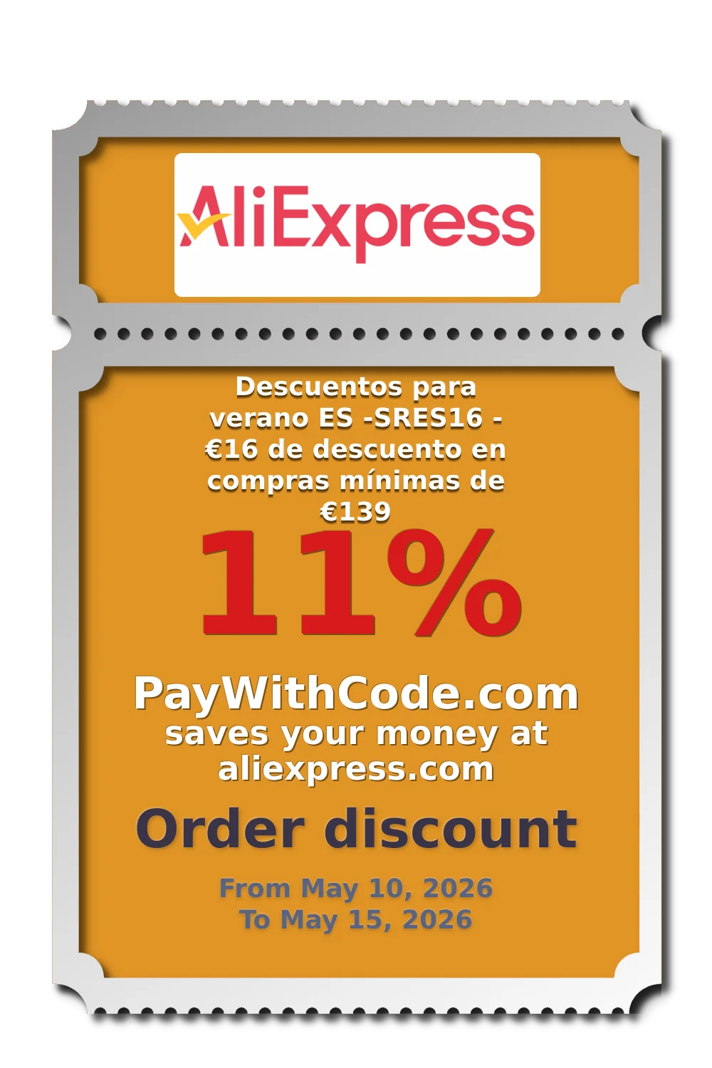Descuentos para verano ES -SRES16 - €16 de descuento en compras mínimas de €139 at AliExpress