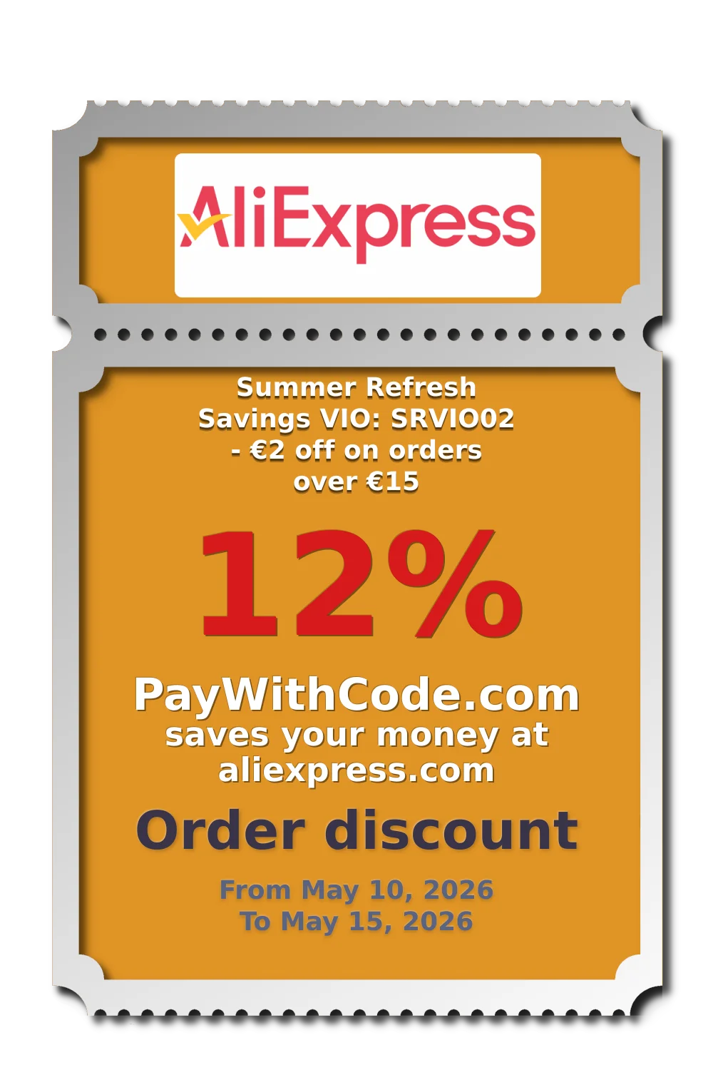 Summer Refresh Savings VIO: SRVIO02 - €2 off on orders over €15 at AliExpress