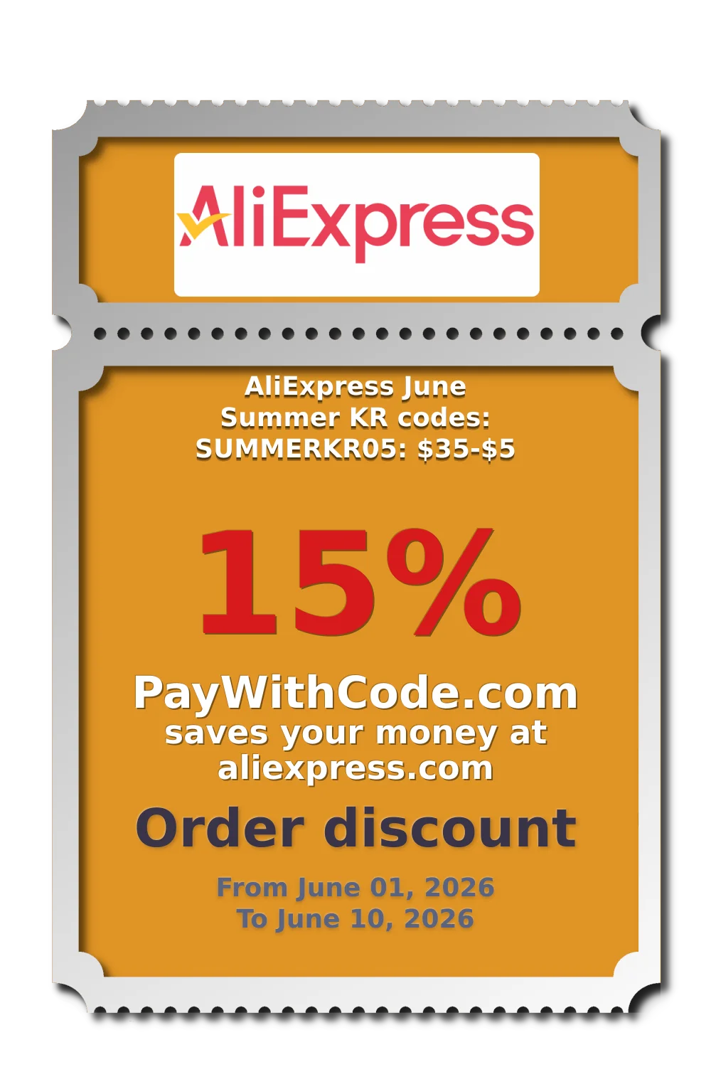 AliExpress June Summer KR codes: SUMMERKR05: $35-$5 at AliExpress