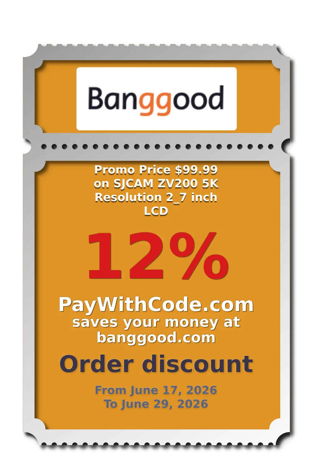 Promo Price $99.99 on SJCAM ZV200 5K Resolution 2_7 inch LCD at Banggood