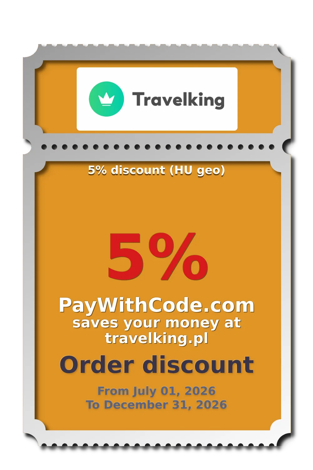 5% discount (HU geo) at Travelking