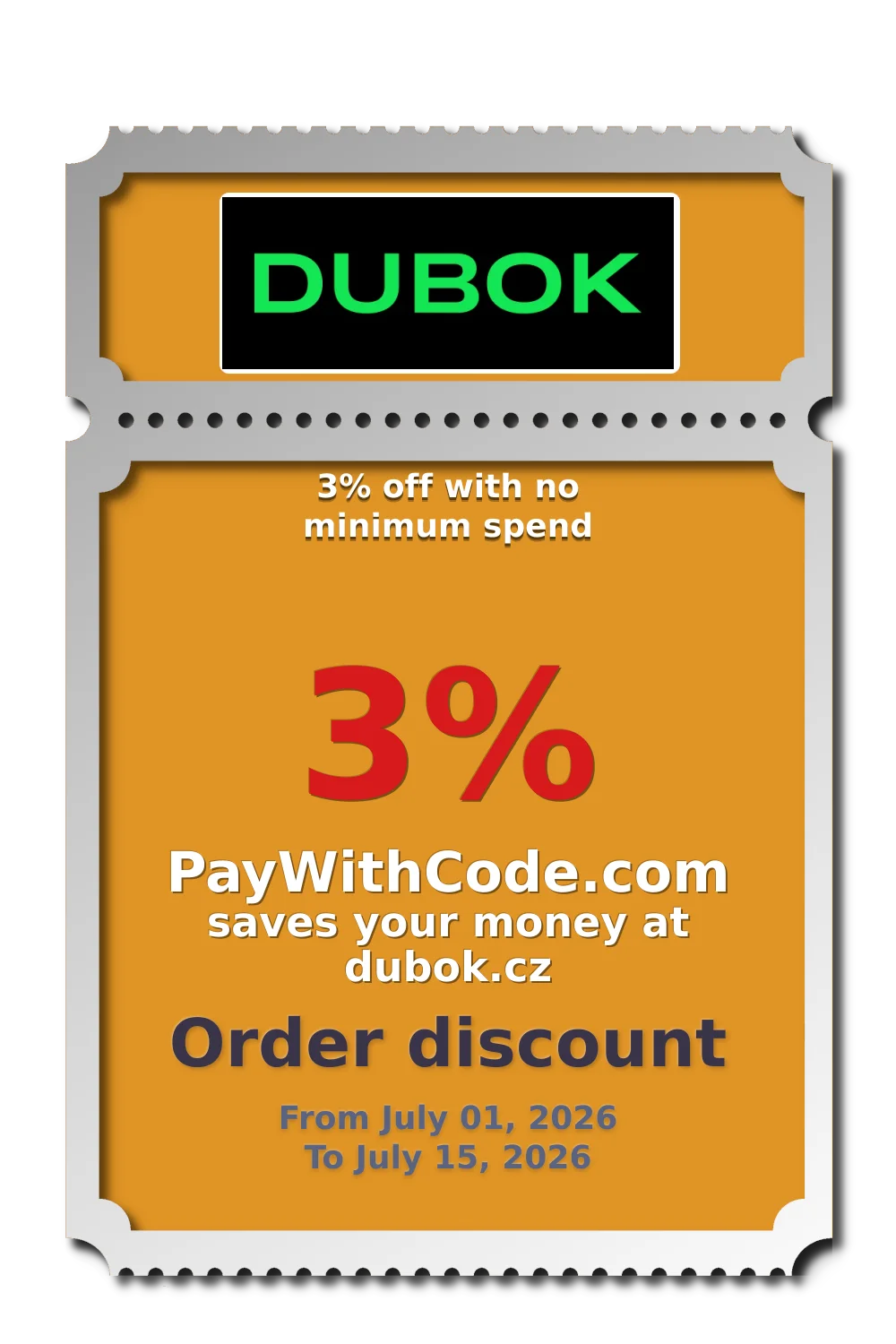 3% off with no minimum spend at Dubok CZ&SK