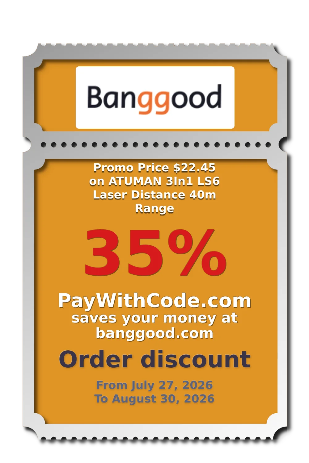 Promo Price $22.45 on ATUMAN 3In1 LS6 Laser Distance 40m Range at Banggood