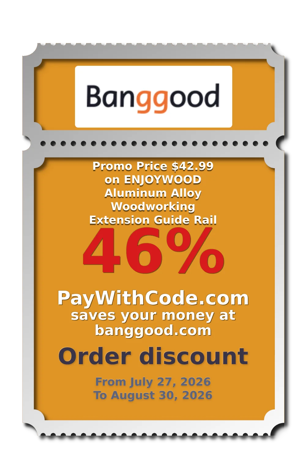 Promo Price $42.99 on ENJOYWOOD Aluminum Alloy Woodworking Extension Guide Rail at Banggood