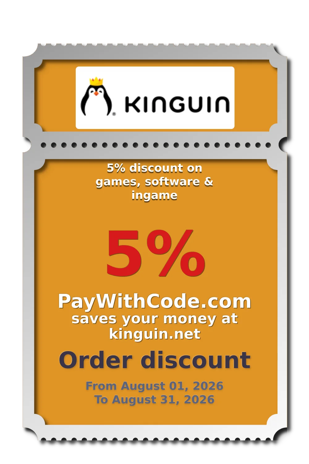 5% discount on games, software & ingame at Kinguin