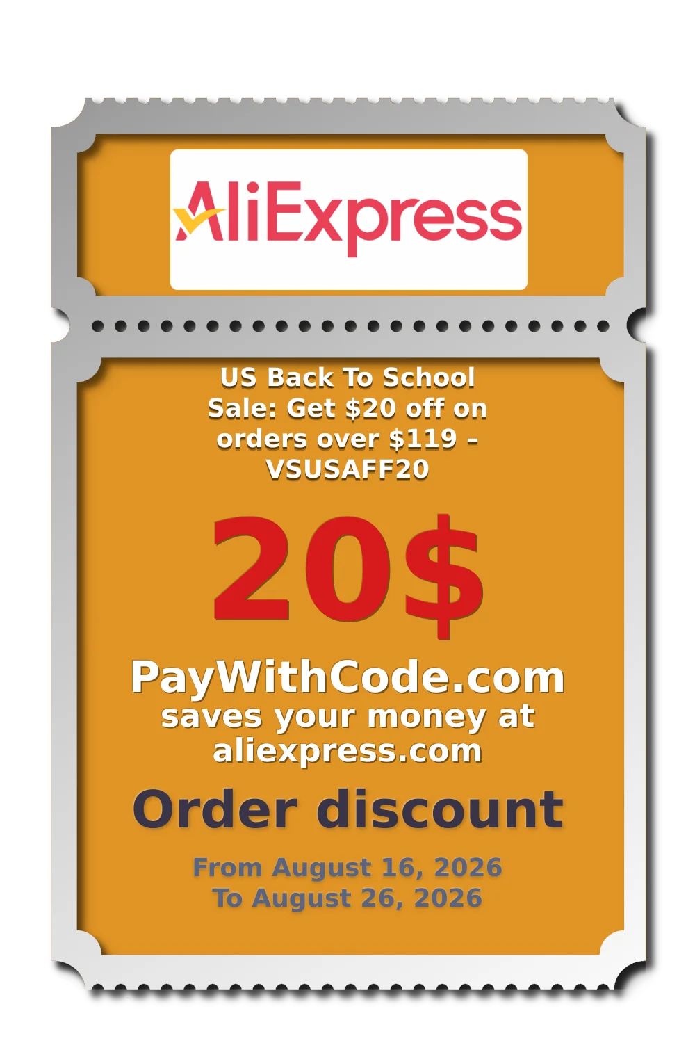 US Back To School Sale: Get $20 off on orders over $119 – VSUSAFF20 at AliExpress