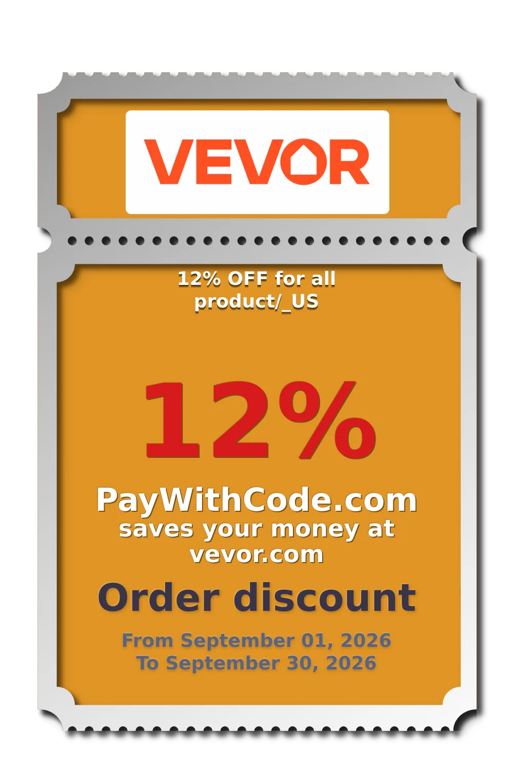 12% OFF for all product/_US at Vevor