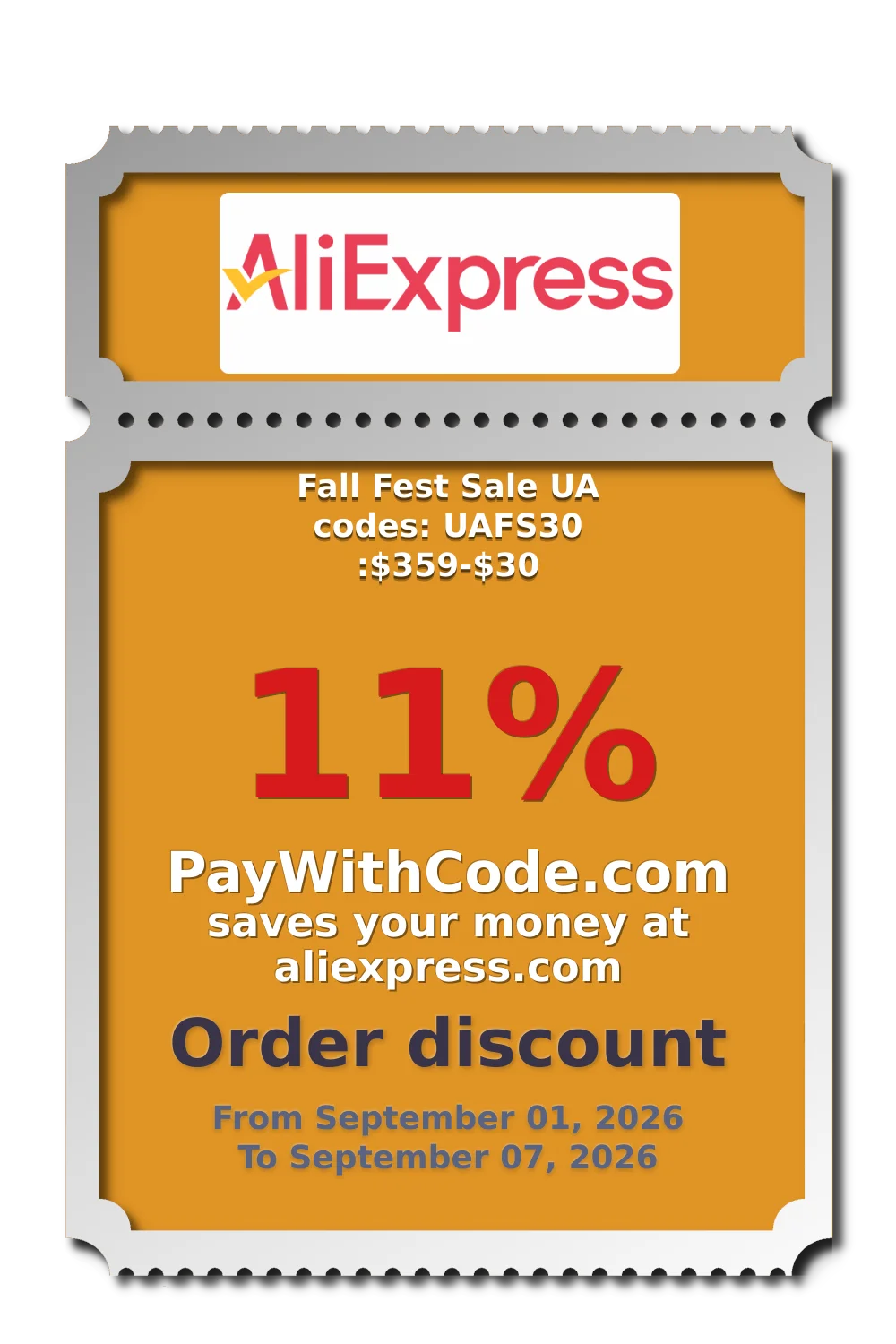 Fall Fest Sale UA codes: UAFS30 :$359-$30 at AliExpress