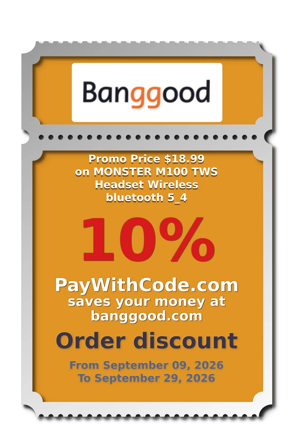 Promo Price $18.99 on MONSTER M100 TWS Headset Wireless bluetooth 5_4 at Banggood